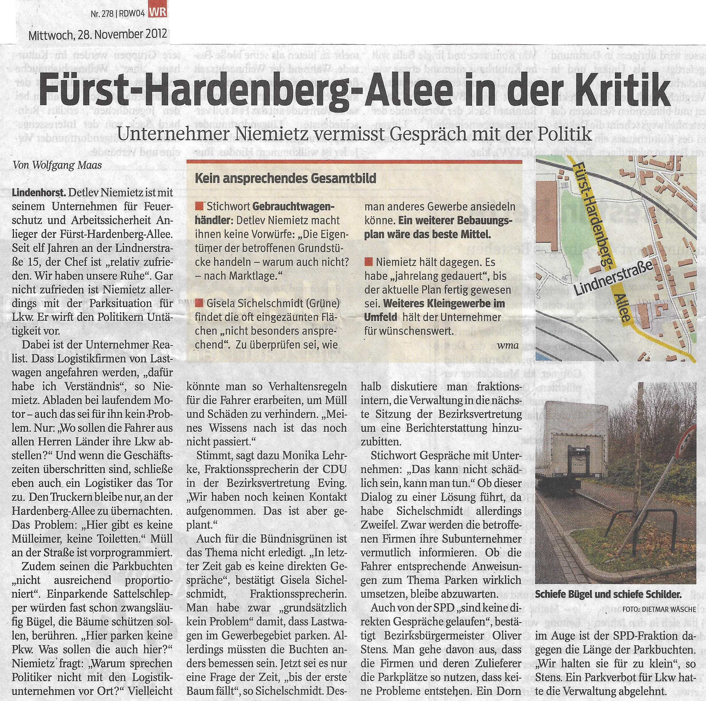 Zeitungsartikel aus Westfälischer Rundschau vom 28.11.2012