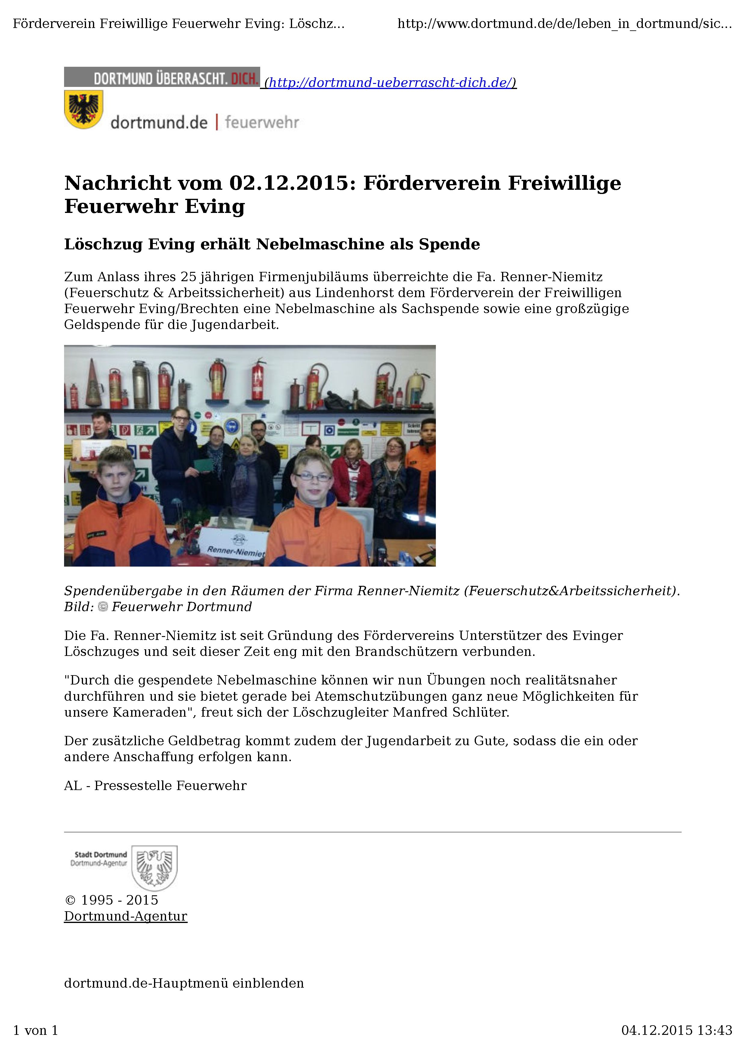 Netzinfo der Stadt Dortmund vom 02.12.2015